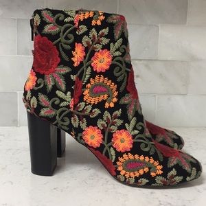 Embroidered ankle booties